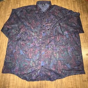 Vintage‎ Bon Homme Paisley Button Up Shirt Mens 3XB Made in USA Boho Retro